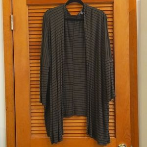 Olive green and black pinstripe cardigan